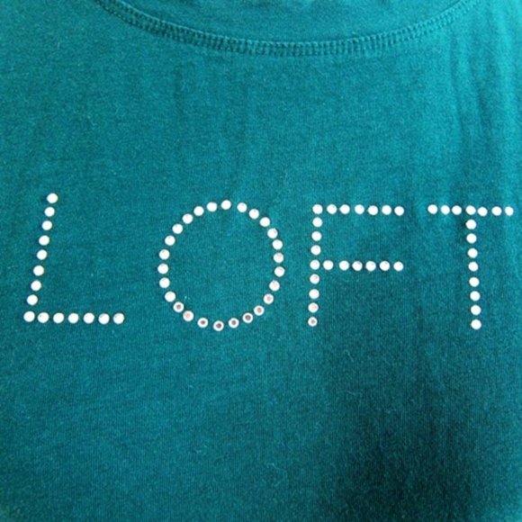LOFT Forest Green Rhinestone Short Sleeve Tee - Picture 3 of 3